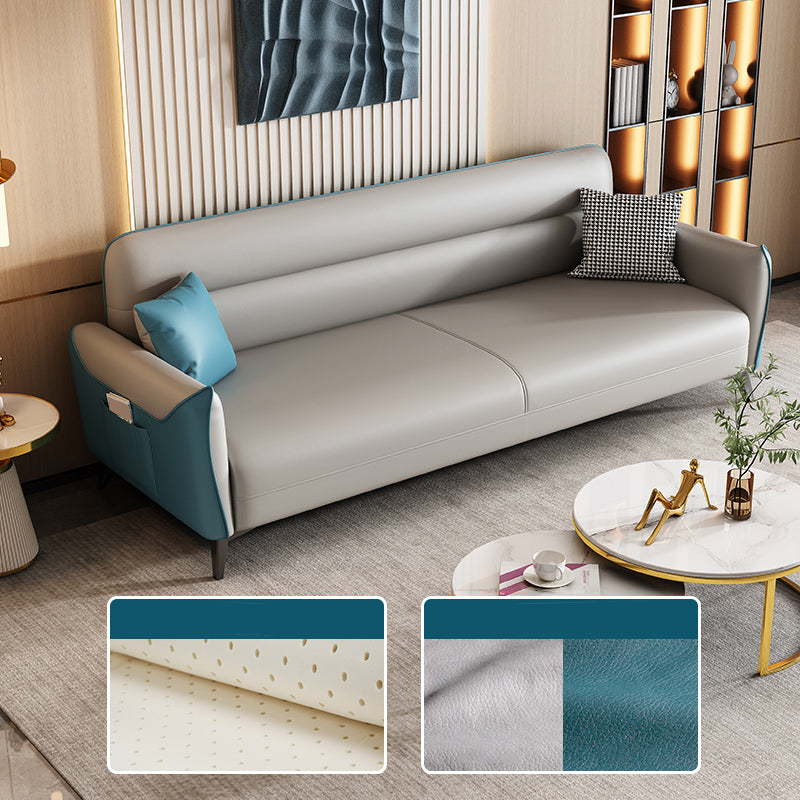 32.3" H 3-seater Faux Leather Square Arm Sofa for Living Room with storage