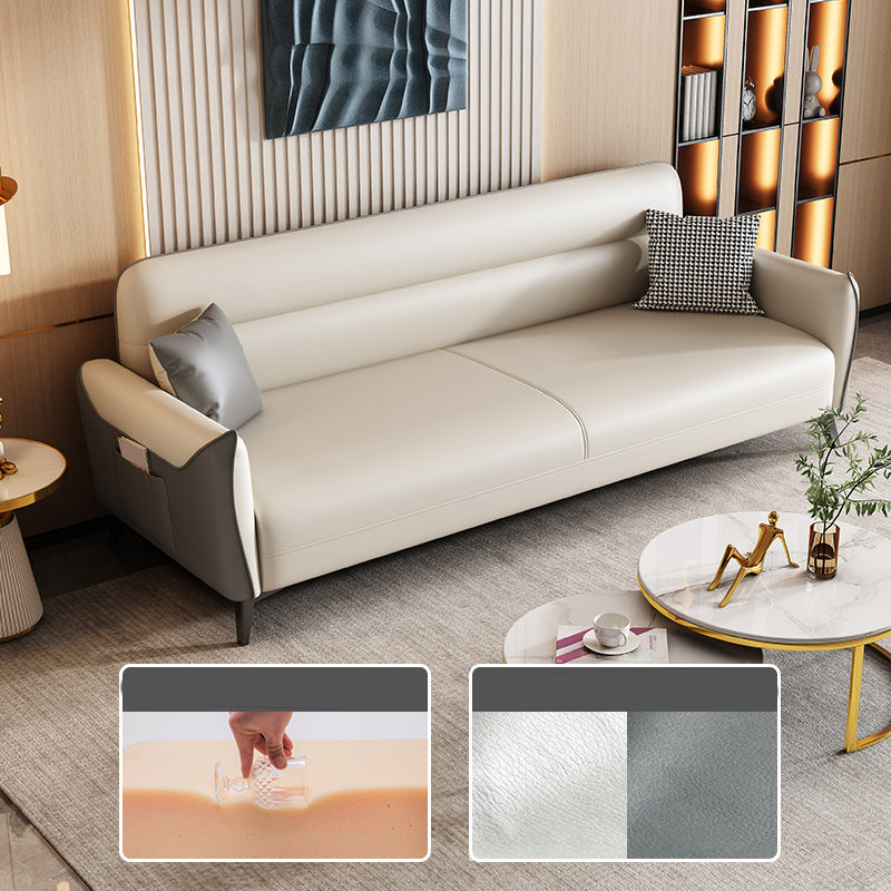 32.3" H 3-seater Faux Leather Square Arm Sofa for Living Room with storage