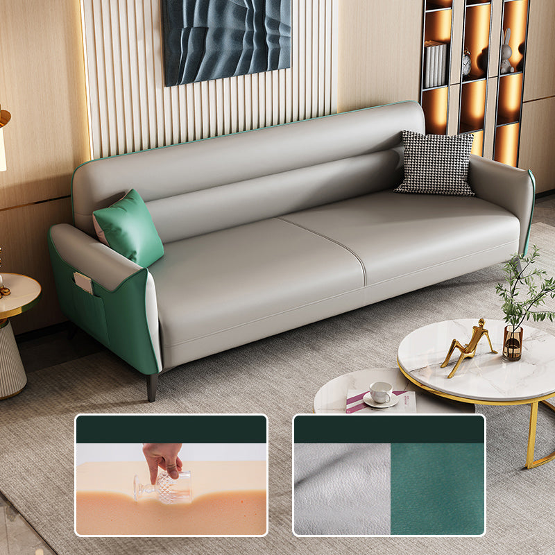 32.3" H 3-seater Faux Leather Square Arm Sofa for Living Room with storage