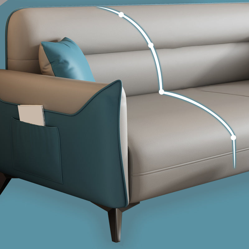 32.3" H 3-seater Faux Leather Square Arm Sofa for Living Room with storage