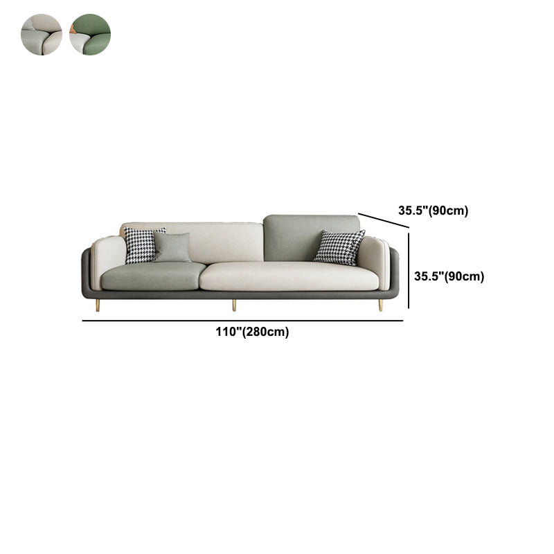 34.64" H Round Arm Sofa with 3 Pillows Modern Color Block Sofa