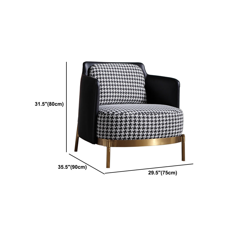 Modern Swallow Gird Sofa Fabric and Leather Sloped Arm Sofa in Blue