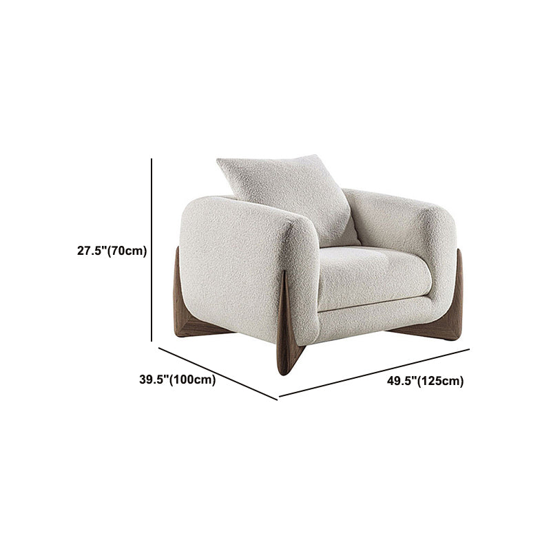 White Tuxedo Arm Sofa Modern 27.16" High Sofa with Wood Accents