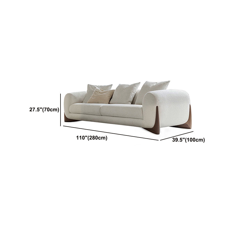 White Tuxedo Arm Sofa Modern 27.16" High Sofa with Wood Accents