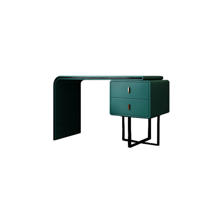 Faux Leather Vanity Makeup Dressing Table Set with Stool & Mirror - 39.37" W