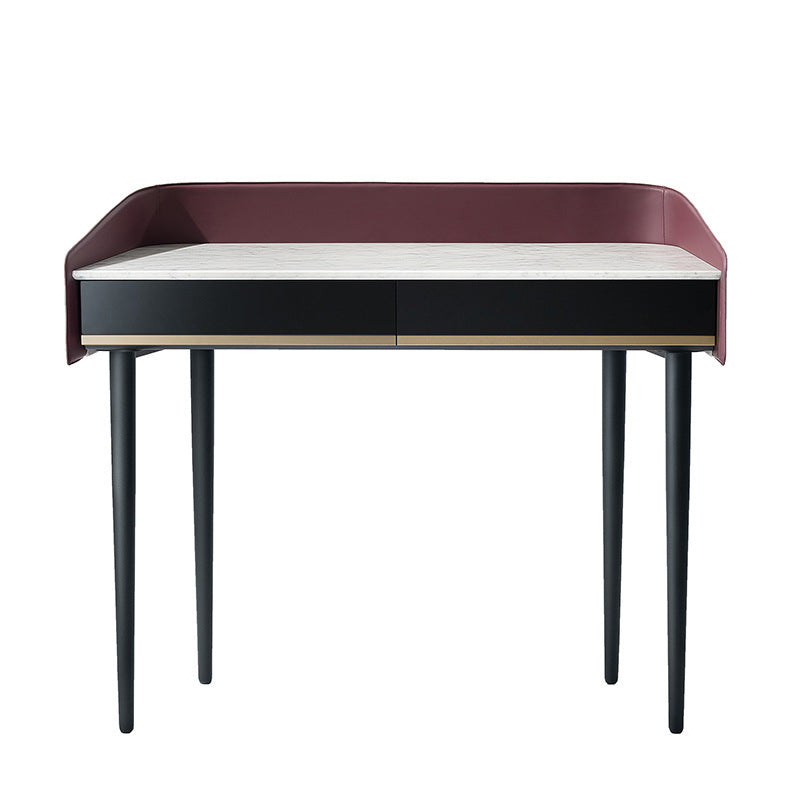 Contemporary Simple Stone Vanity Makeup Table Set with Mirror & Stool