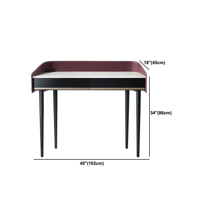 Contemporary Simple Stone Vanity Makeup Table Set with Mirror & Stool
