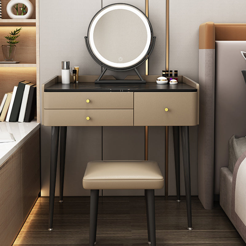 3-Drawer Modern Stone Vanity Makeup Dressing Table with Stool