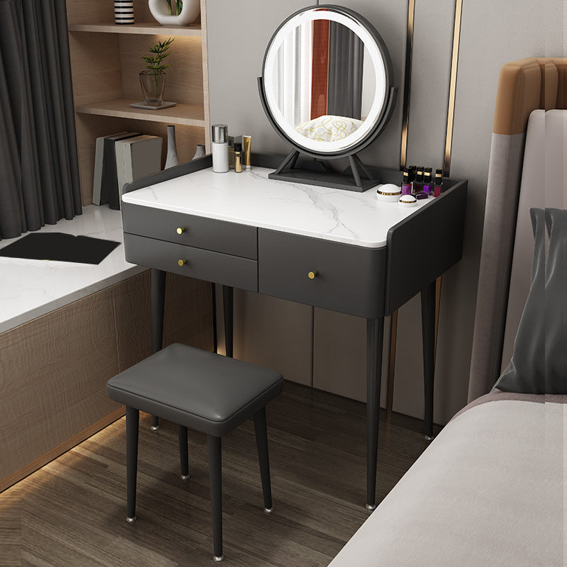 3-Drawer Modern Stone Vanity Makeup Dressing Table with Stool