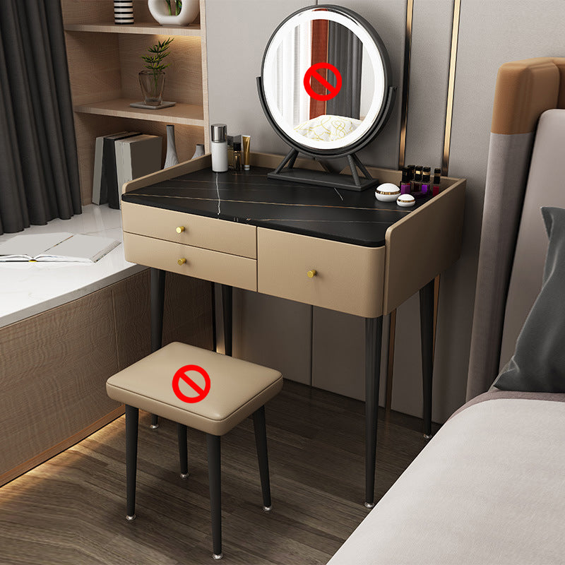 3-Drawer Modern Stone Vanity Makeup Dressing Table with Stool