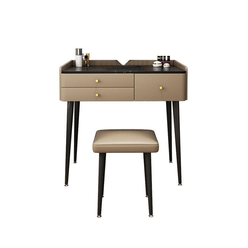 3-Drawer Modern Stone Vanity Makeup Dressing Table with Stool