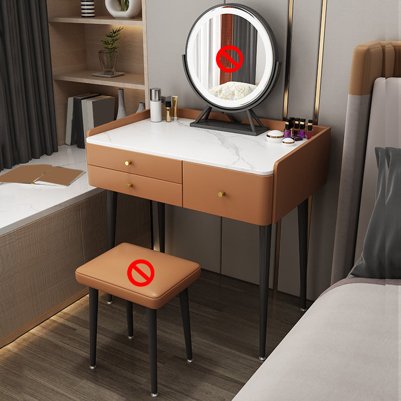 3-Drawer Modern Stone Vanity Makeup Dressing Table with Stool