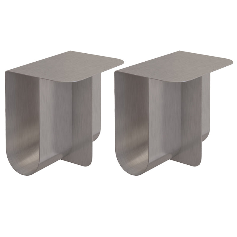 Metal Rectangle Top Side Table 14.96" Tall Abstract Base End Table with Storage