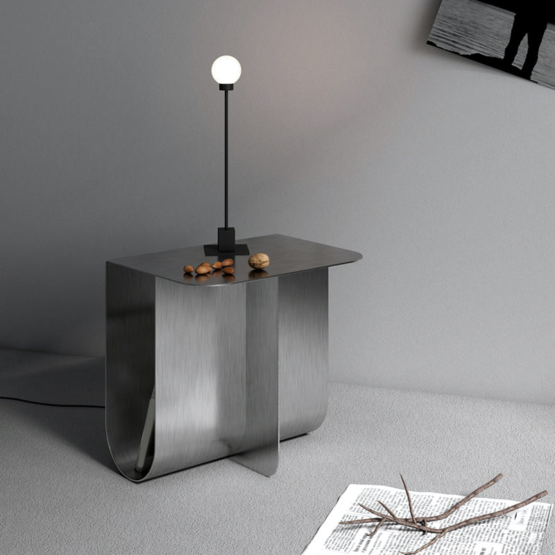 Metal Rectangle Top Side Table 14.96" Tall Abstract Base End Table with Storage