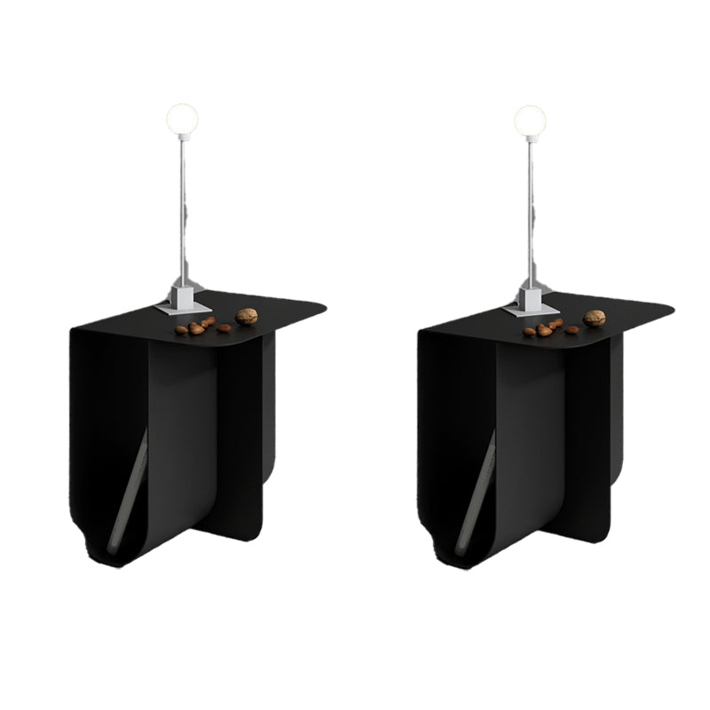 Metal Rectangle Top Side Table 14.96" Tall Abstract Base End Table with Storage