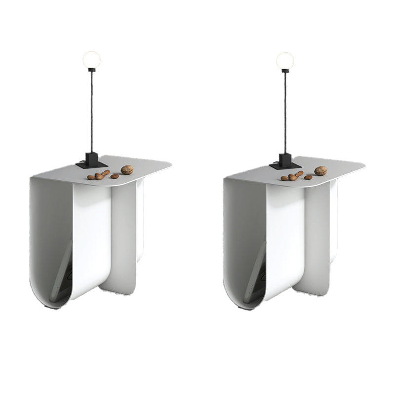 Metal Rectangle Top Side Table 14.96" Tall Abstract Base End Table with Storage