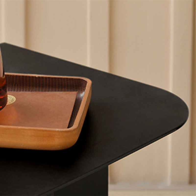 Metal Rectangle Top Side Table 14.96" Tall Abstract Base End Table with Storage