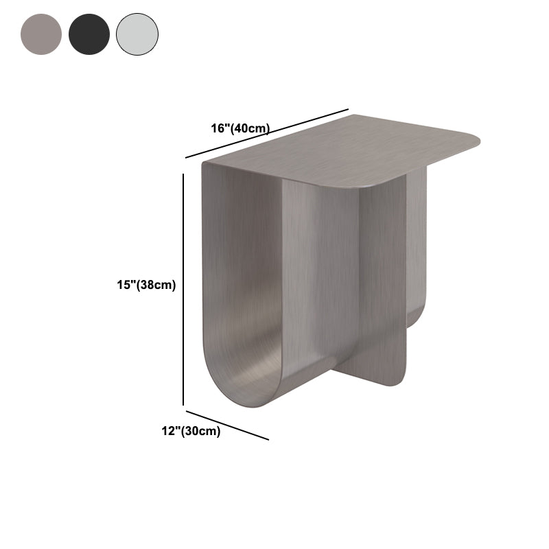 Metal Rectangle Top Side Table 14.96" Tall Abstract Base End Table with Storage