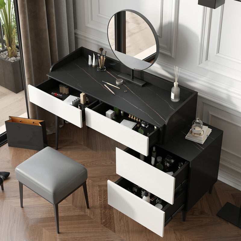 Black Stone Top Vanity Table Set Modern Simple Drawers in Included Makeup Dressing Table