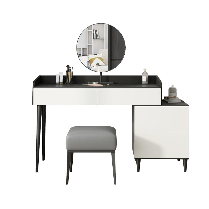 Black Stone Top Vanity Table Set Modern Simple Drawers in Included Makeup Dressing Table