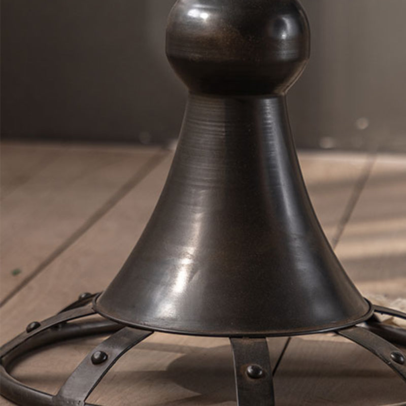French Country Style Round Wood Top Side Table Iron Pedestal End Table