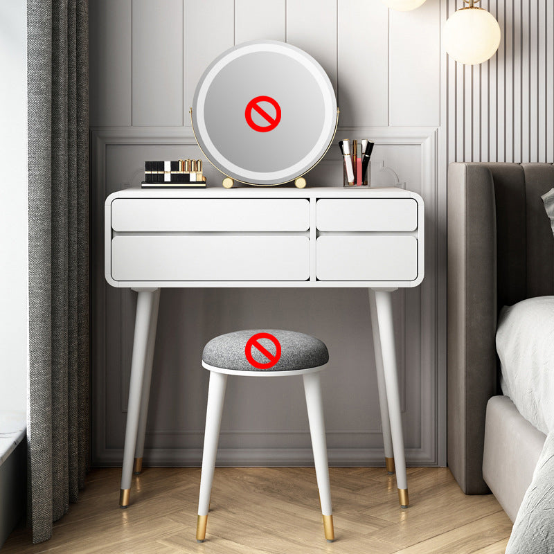 Contemporary Wooden Vanity Set with Stool for Living Room - 31.5" High