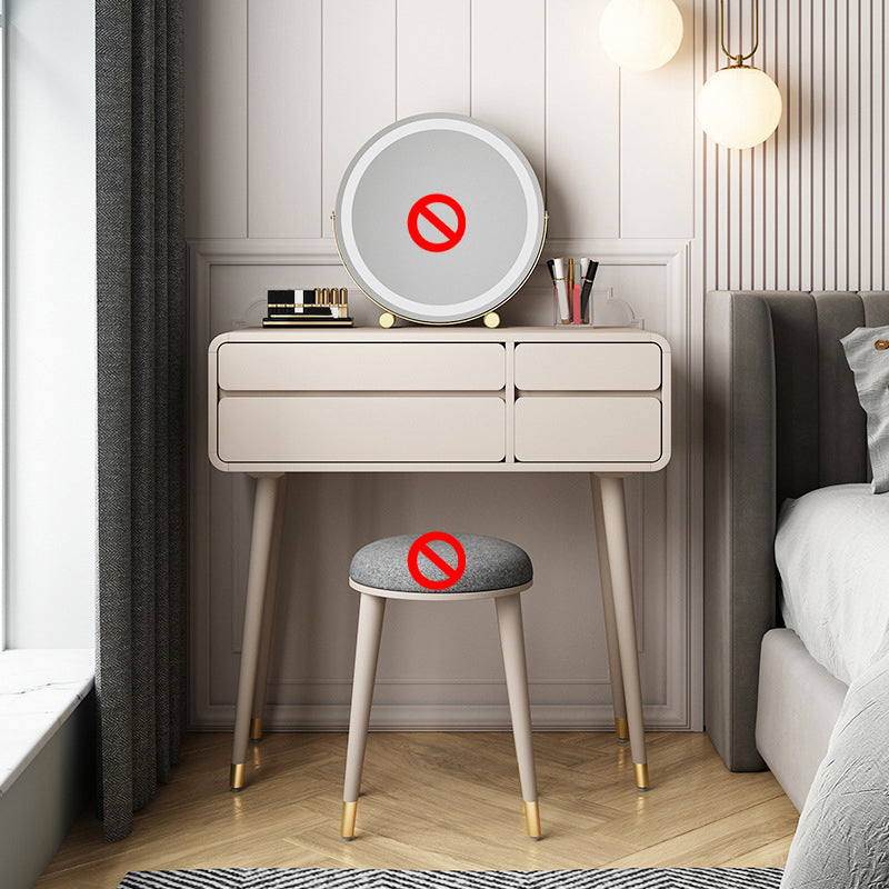 Contemporary Wooden Vanity Set with Stool for Living Room - 31.5" High