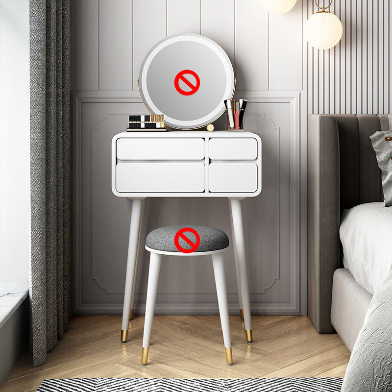 Contemporary Wooden Vanity Set with Stool for Living Room - 31.5" High