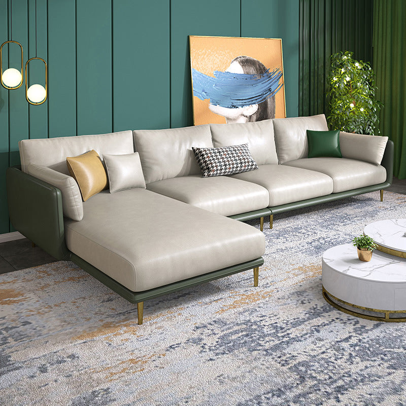 Nordic Stationary Faux Leather Living Room Square Arm Pillows Seating