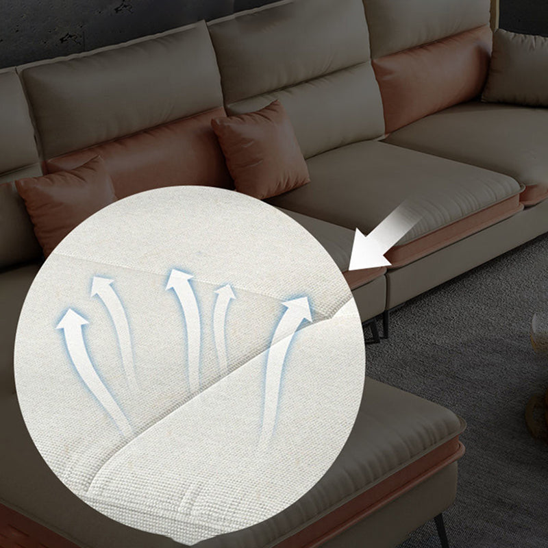 Nordic Faux Leather Stationary Living Room Square Arm Sofa Chaise