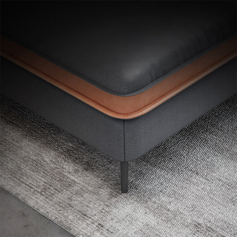 Nordic Faux Leather Stationary Living Room Square Arm Sofa Chaise