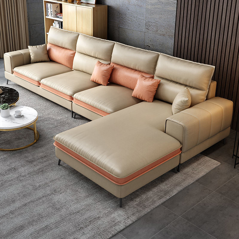 Nordic Faux Leather Stationary Living Room Square Arm Sofa Chaise