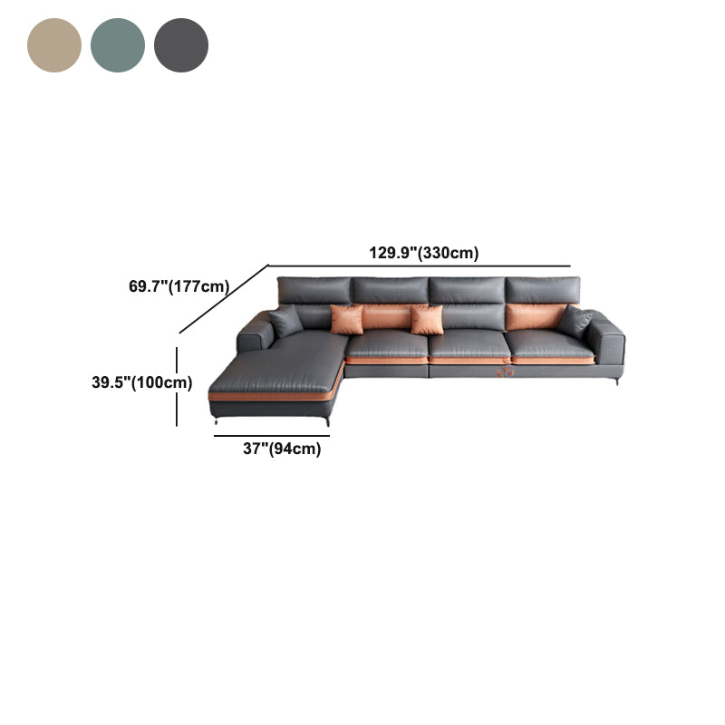 Nordic Faux Leather Stationary Living Room Square Arm Sofa Chaise