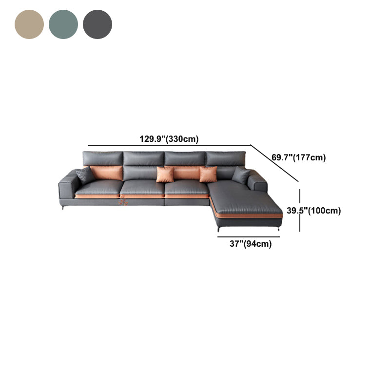 Nordic Faux Leather Stationary Living Room Square Arm Sofa Chaise