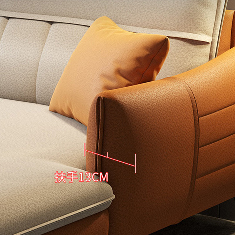 Nordic Stationary Square Arm Faux Leather Living Room Cushions Sofa Chaise