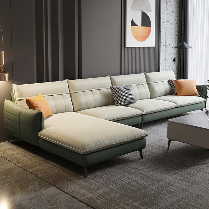 Nordic Stationary Square Arm Faux Leather Living Room Cushions Sofa Chaise