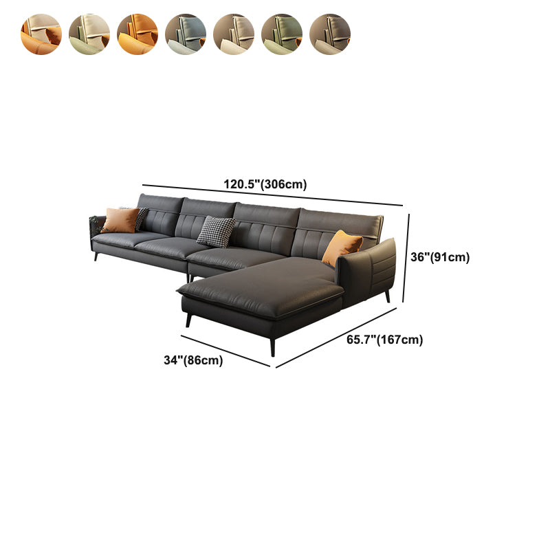 Nordic Stationary Square Arm Faux Leather Living Room Cushions Sofa Chaise