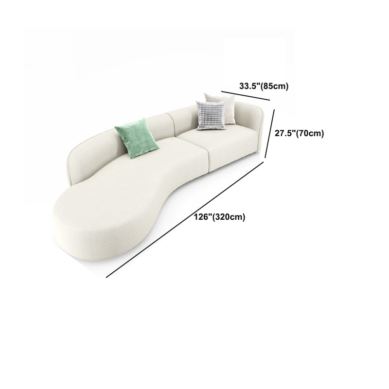 Nordic Stationary Living Room Tuxedo Arm White Curved Sofa Chaise