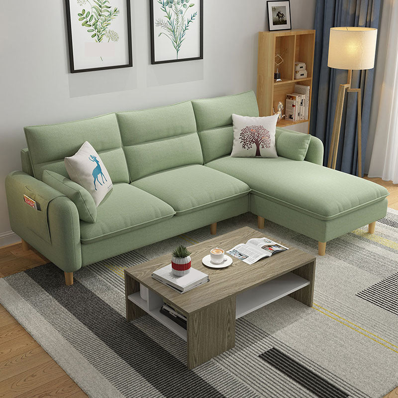 Nordic Living Room with Storage Square Arm Cushions Sofa Chaise