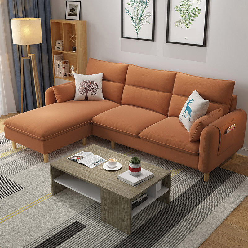 Nordic Living Room with Storage Square Arm Cushions Sofa Chaise