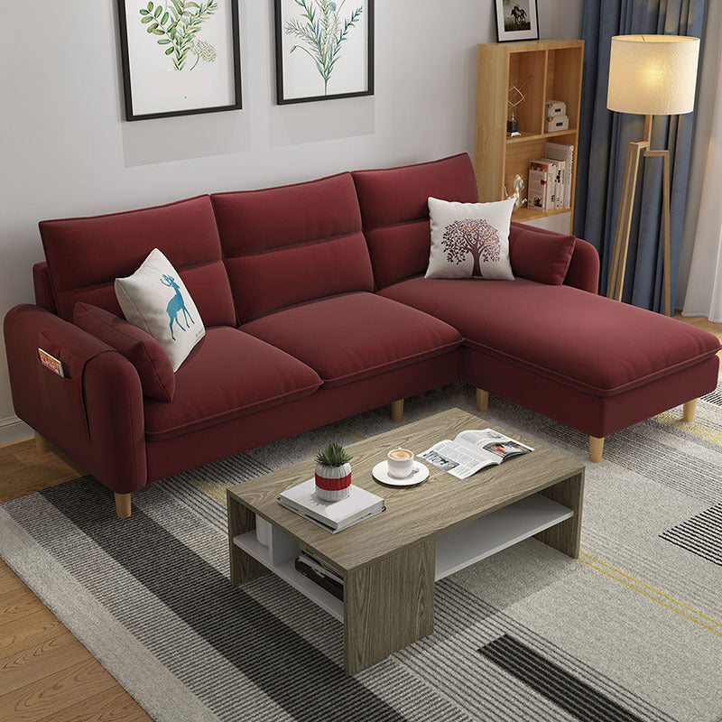 Nordic Living Room with Storage Square Arm Cushions Sofa Chaise