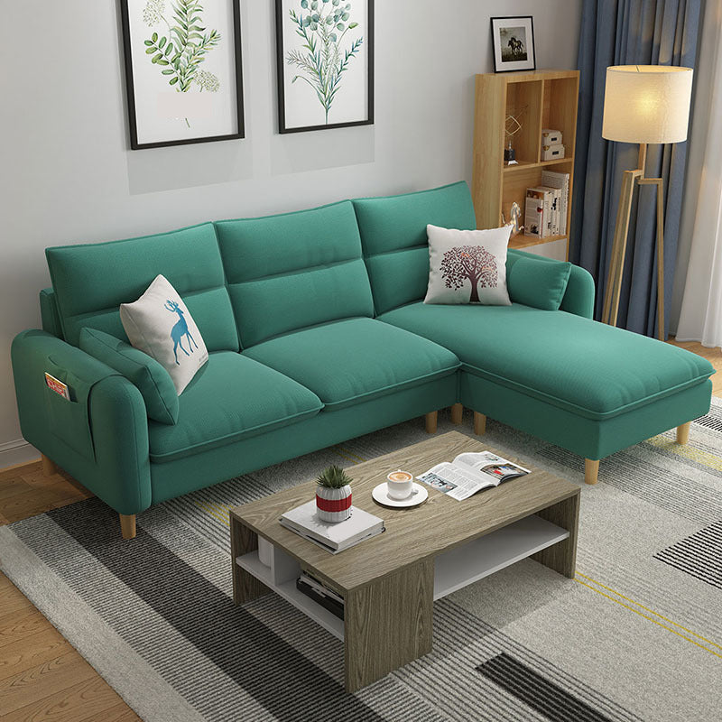 Nordic Living Room with Storage Square Arm Cushions Sofa Chaise