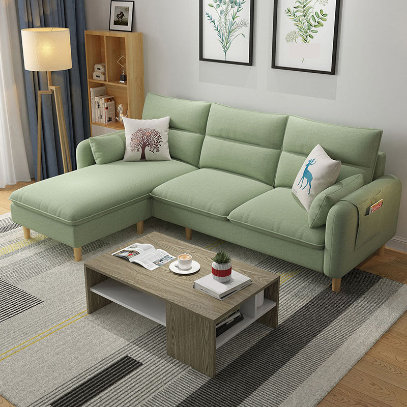 Nordic Living Room with Storage Square Arm Cushions Sofa Chaise