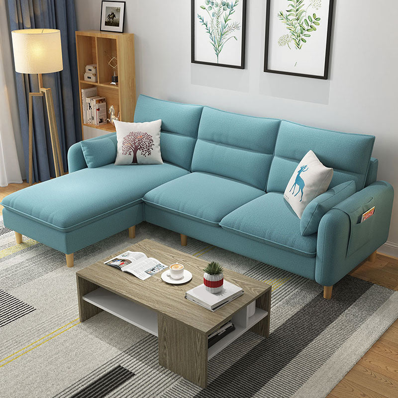 Nordic Living Room with Storage Square Arm Cushions Sofa Chaise