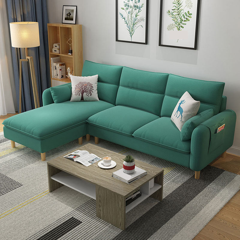 Nordic Living Room with Storage Square Arm Cushions Sofa Chaise