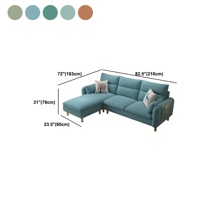 Nordic Living Room with Storage Square Arm Cushions Sofa Chaise