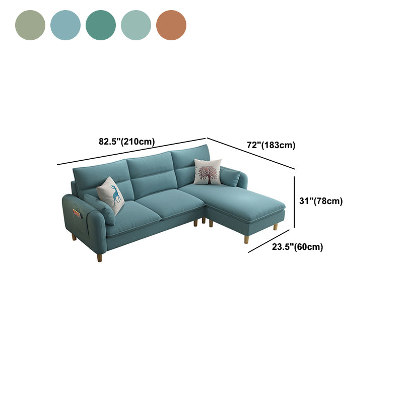Nordic Living Room with Storage Square Arm Cushions Sofa Chaise