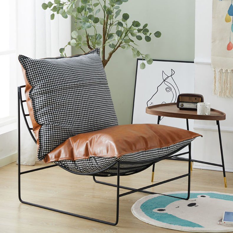 Contemporary Faux Leather Armless Pillow Back with Black Legs Lounge Chair