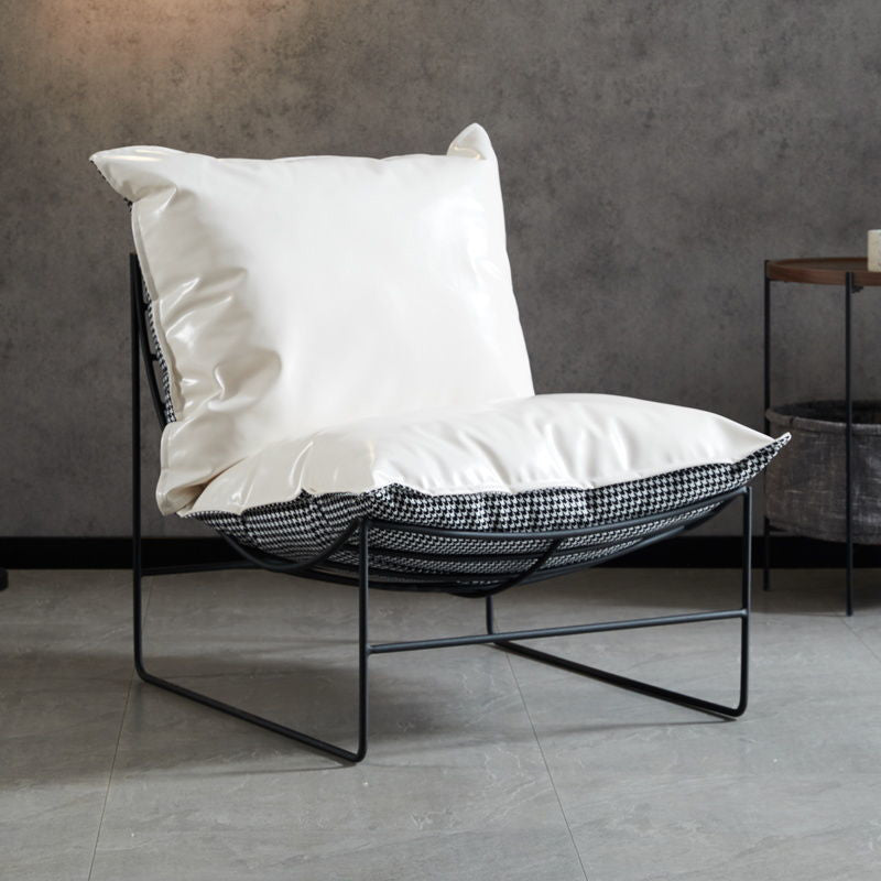 Contemporary Faux Leather Armless Pillow Back with Black Legs Lounge Chair
