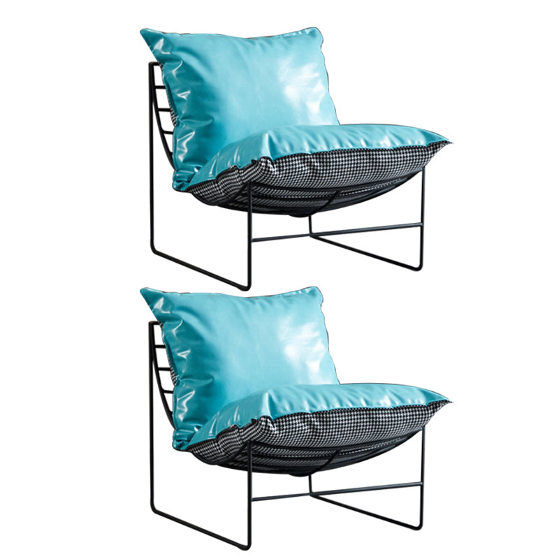Contemporary Faux Leather Armless Pillow Back with Black Legs Lounge Chair